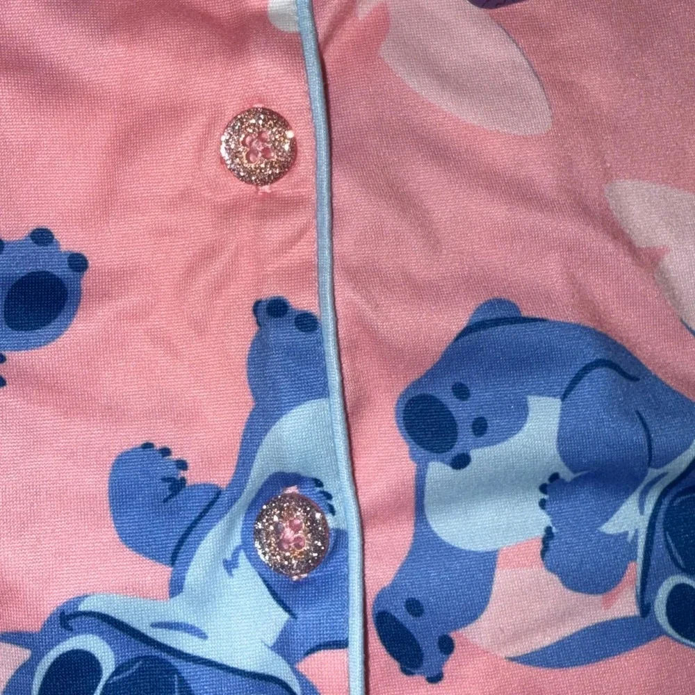 Disney Stitch Pajamas Kids Size 4 Pink Blue Flame Resistant Sleepwear Set‎